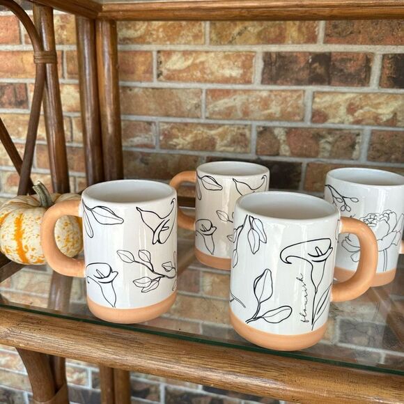 Young's Inc Set of (4) 15-oz Ceramic Human Nature Mugs bohemian earthy mug set - Picture 4 of 5